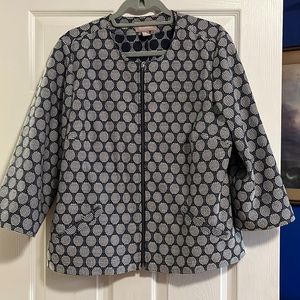 Lightweight Blue short jacket with 3/4 sleeves.